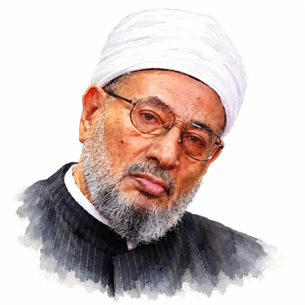 پرتره دکتر یوسف قرضاوی، فقیه و نویسنده مسلمان